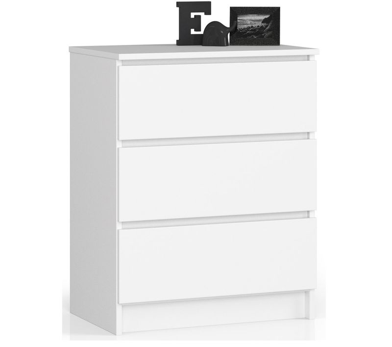 Commode K60 Blanche 60 Cm 3 Tiroirs Façade Blanche 60x40x77 Cm
