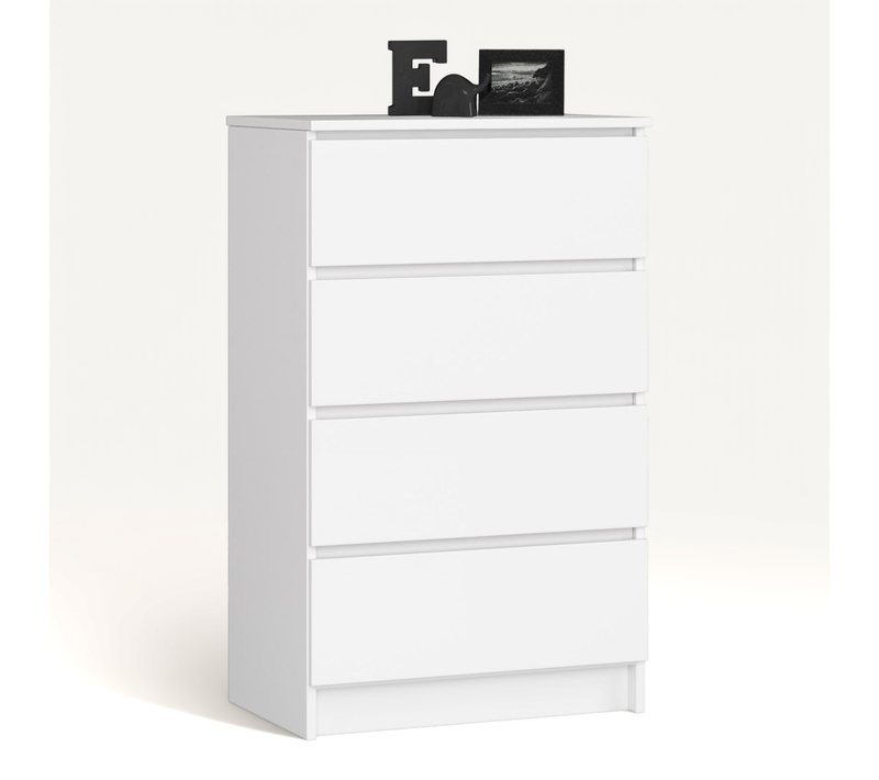Commode K60 Blanche 60 Cm 4 Tiroirs Façade Blanche 60x40x99 Cm