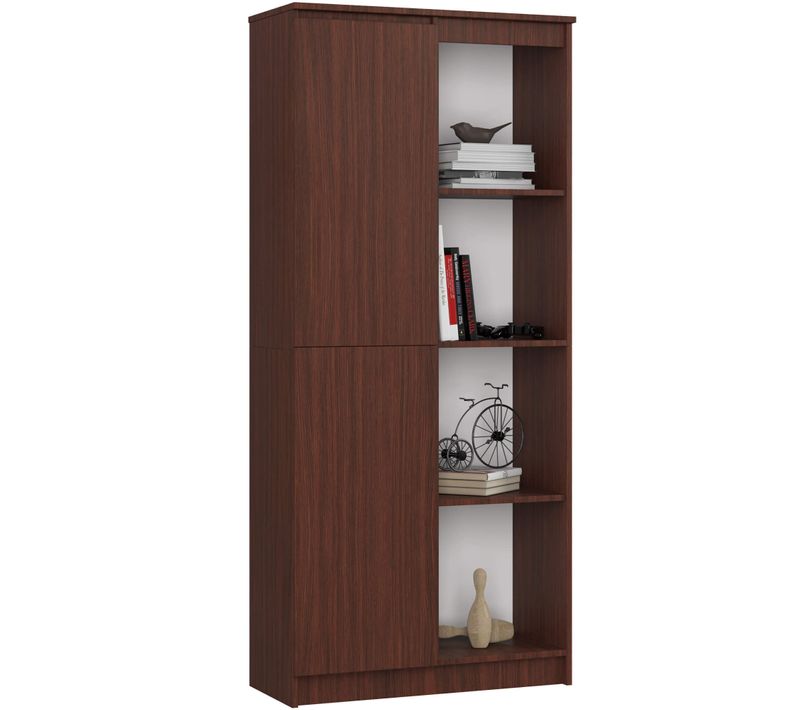 Bibliothèque De Bureau R80 Wengé 80 Cm 1 Porte Façade Wengé 8 Étagères 80x35x180 Cm