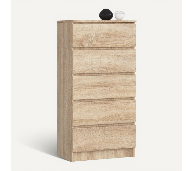 Commode K60 Chêne Sonoma 60 Cm 5 Tiroirs Façade Chêne Sonoma 60x40x121 Cm