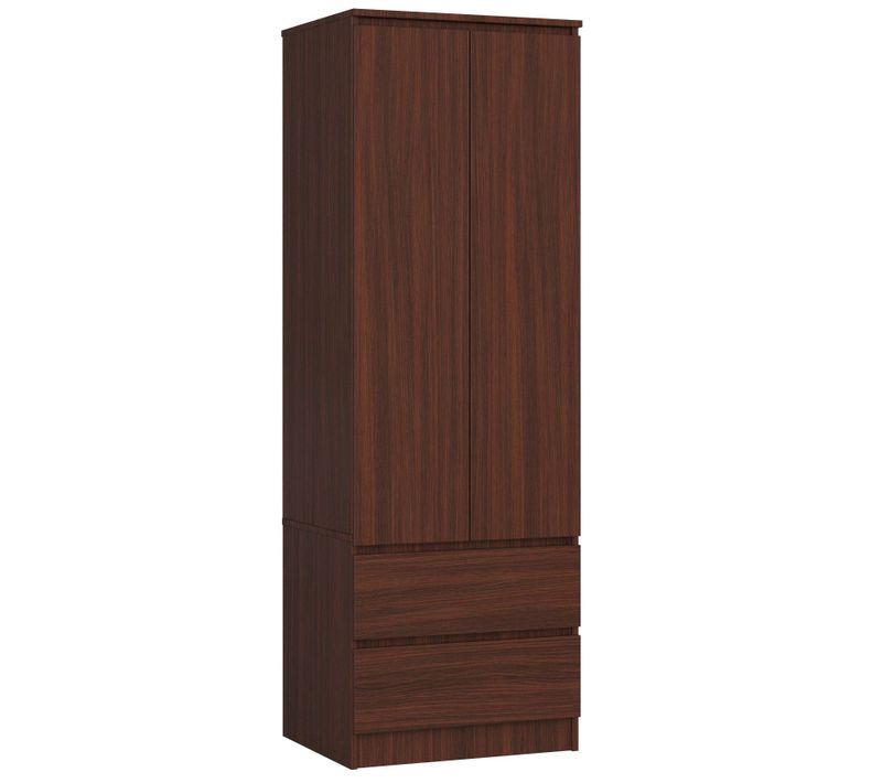 Armoire S60 Wengé 60 Cm 2 Portes 2 Tiroirs Façade Wengé 1 Étagère 60x51x180 Cm