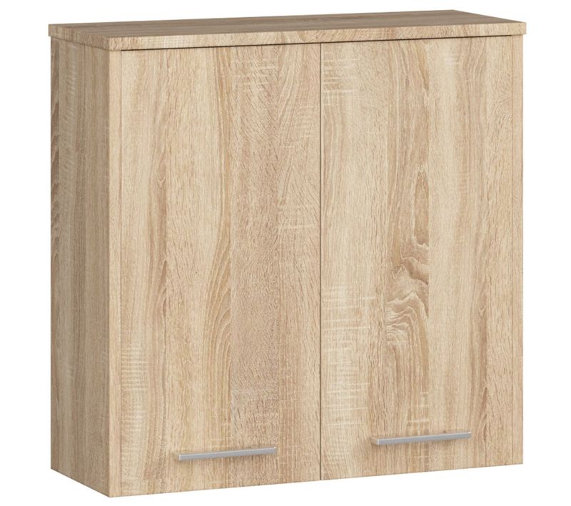 Armoire Salle De Bains Fin Accr. Au Mur Chêne Sonoma 60 Cm 2 Portes Façade Chêne Sonoma 2 Étagères
