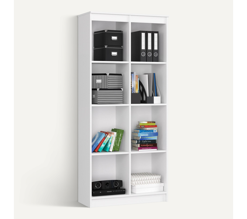 Bibliothèque De Bureau R80 Blanche 80 Cm Façade Blanche 8 Étagères 80x35x180 Cm