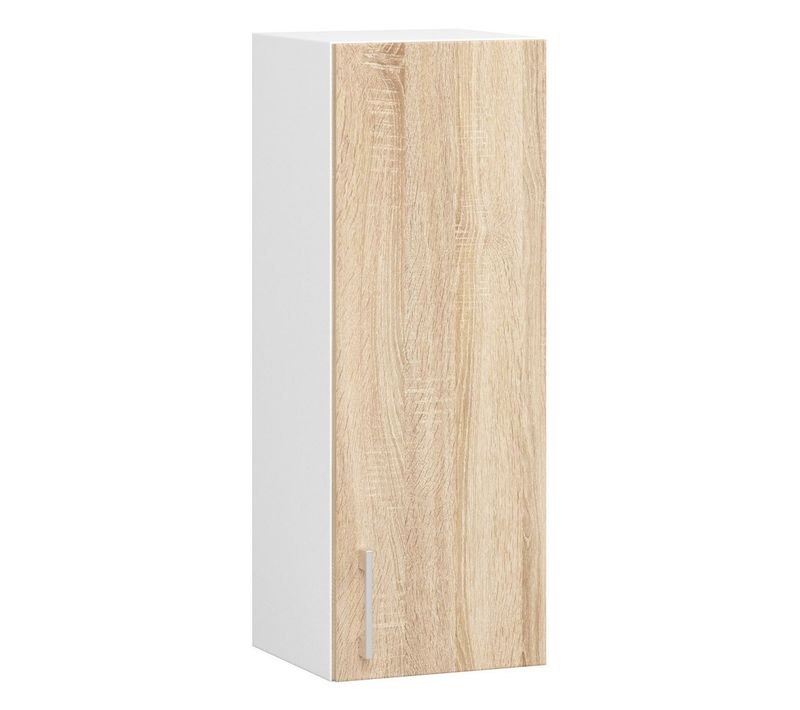 Meuble De Cuisine Haut W30 Lima Modulable Blanc 30 Cm 1 Porte Façade Chêne Sonoma 2 Étagères