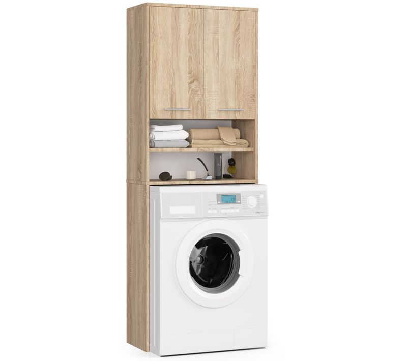 Meuble Pour Machine à Laver Fin Chêne Sonoma 64 Cm 2 Portes Façade Chêne Sonoma Niche