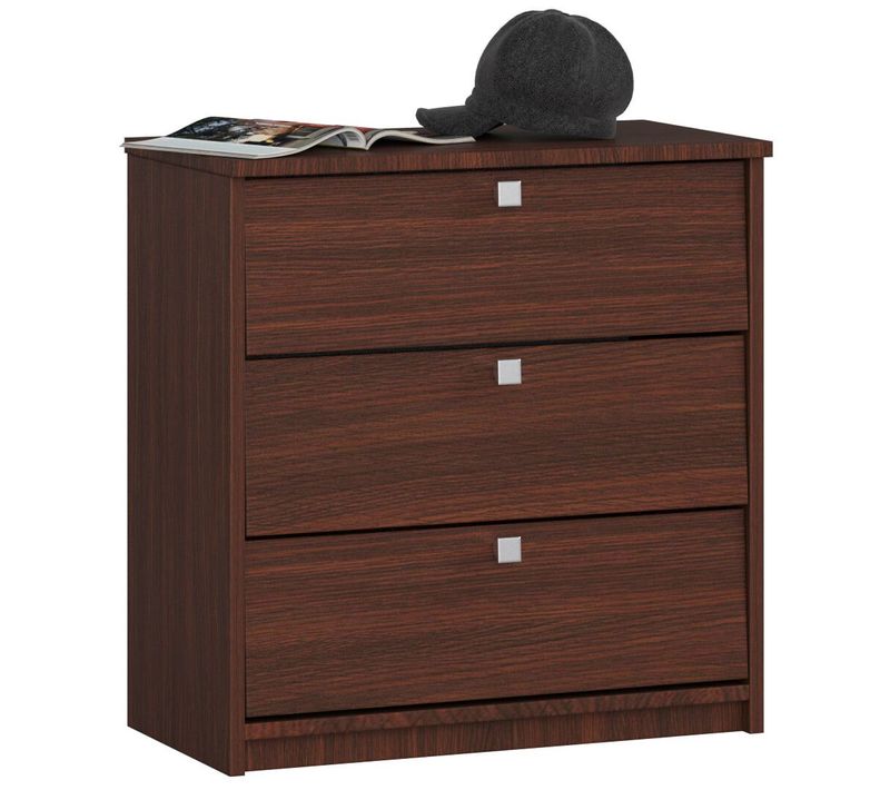 Meuble à Chaussures Mini Wengé 60 Cm 3 Portes Façade Wengé 3 Étagères 60x31x62 Cm