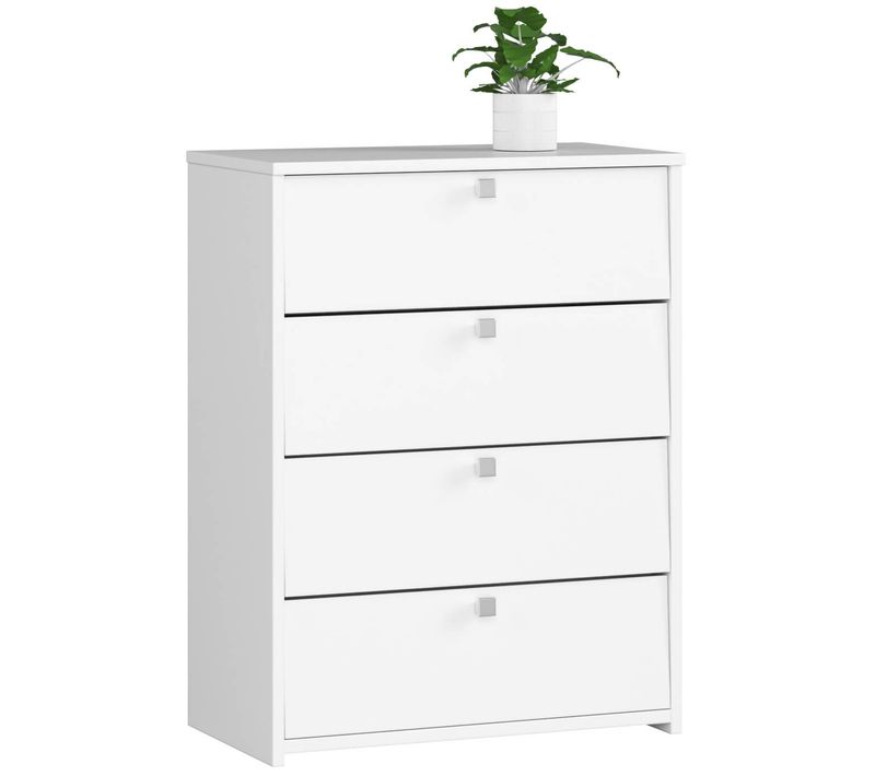 Meuble à Chaussures Blanc 60 Cm 4 Portes Façade Blanche 4 Étagères 60x33x80 Cm