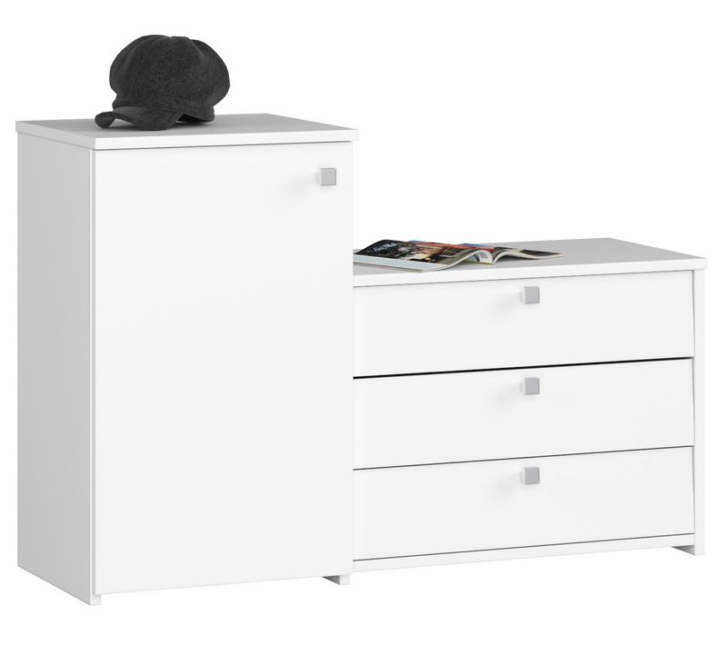 Meuble à Chaussures Blanc 98,4 Cm 4 Portes Façade Blanche 5 Étagères 98,4x33x68 Cm