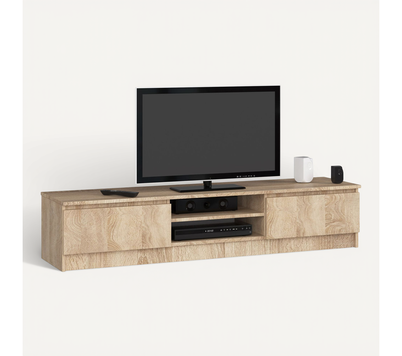 Meuble TV Pour Salon Chêne Sonoma 160 Cm 2 Portes Façade Chêne Sonoma 2 Étagères 160x40x33 Cm