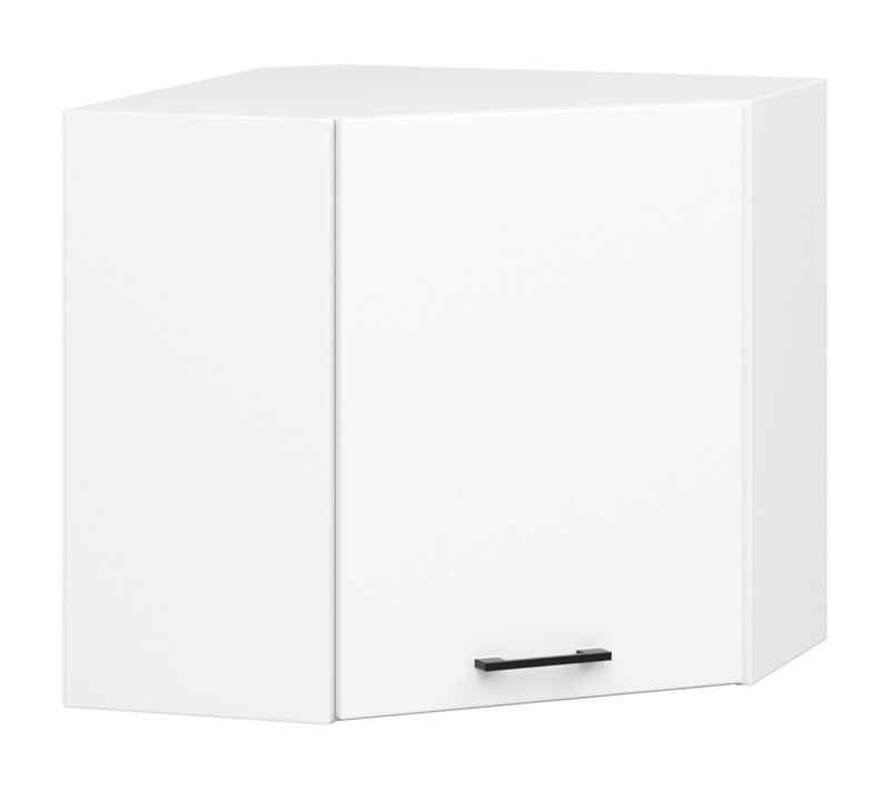 Meuble De Cuisine Haut D'angle W60 Oliwia Modulable Blanc 60 Cm 1 Porte Façade Blanche 2 Étagères