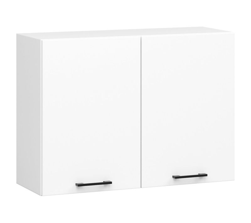 Meuble De Cuisine Haut W80 Oliwia Modulable Blanc 80cm 2 Portes Façade Blanche 2 Étagères 80x30x58cm