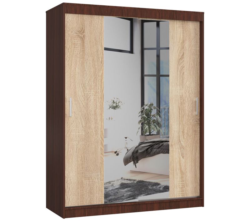 Akord Armoire Coulissante Wengé/chêne Sonoma 150x60x200