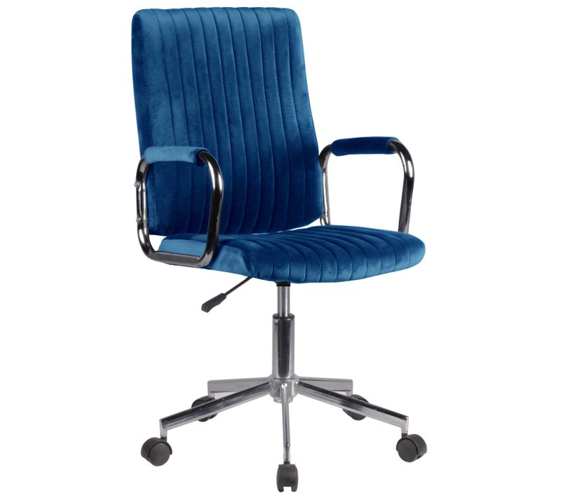 Chaise Pivotante à Roulettes Velour Fd24 Bleu Marine