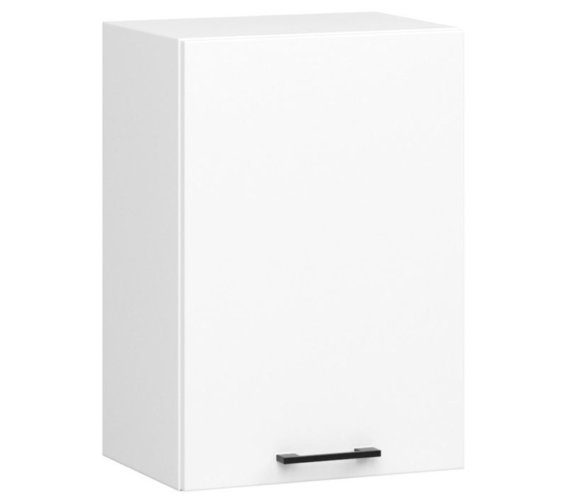 Meuble De Cuisine Haut W50 Oliwia Modulable Blanc 50 Cm 1 Porte Façade Blanche 2 Étagères