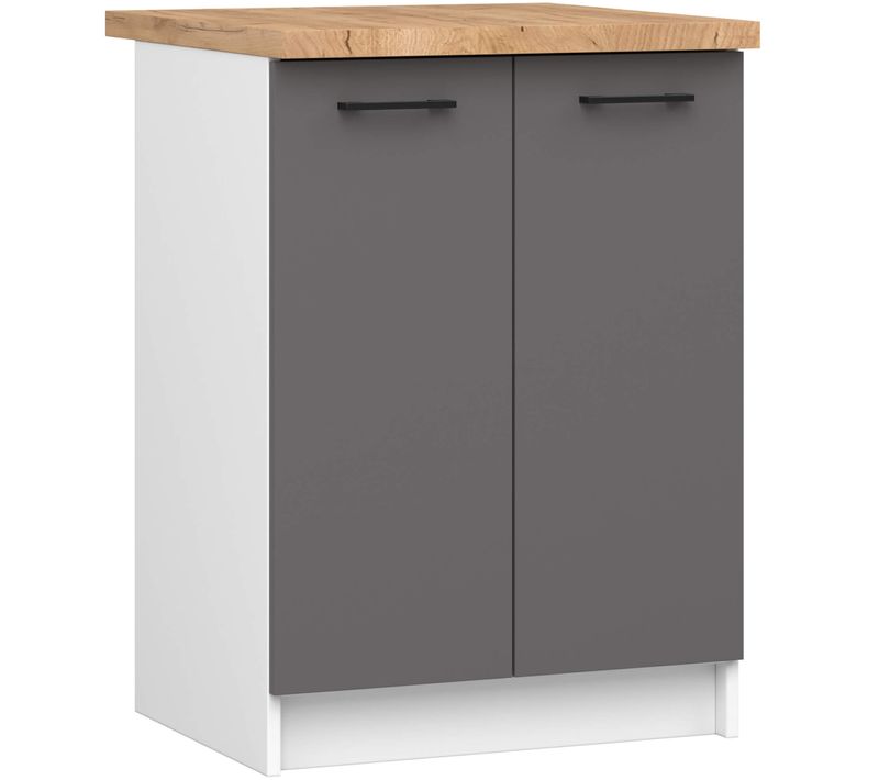 Armoires De Cuisine Basse Akord S60 Oliwia Blanc, Gris Graphite 2 Portes 2 Étagères 60x46x85 Cm