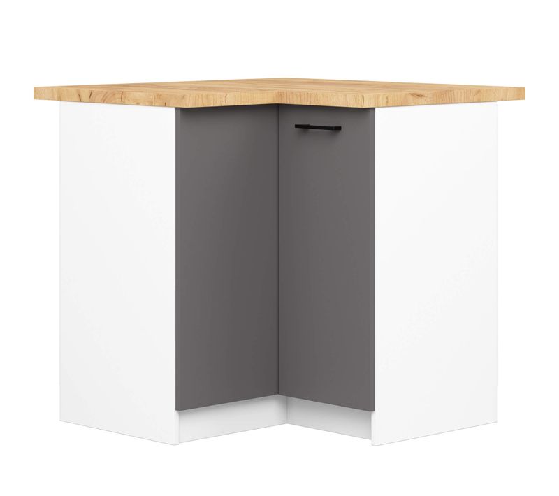 Armoires De Cuisine Basse S90 D'angle Oliwia Blanc, Gris Graphite 2 Portes 90x46x85 Cm