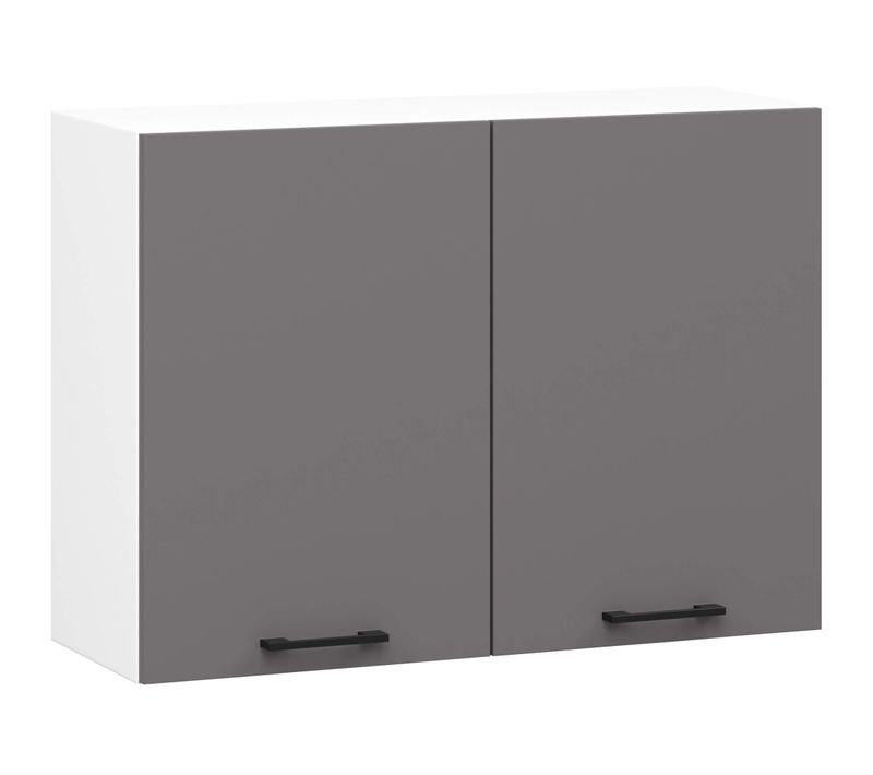 Armoires De Cuisine Haute W80 Oliwia Blanc, Gris Graphite 2 Portes 2 Étagères 80x30x58 Cm