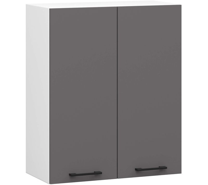 Armoires De Cuisine Haute W60 Oliwia H720 Blanc, Gris Graphite 2 Portes 2 Étagères 60x30x72 Cm