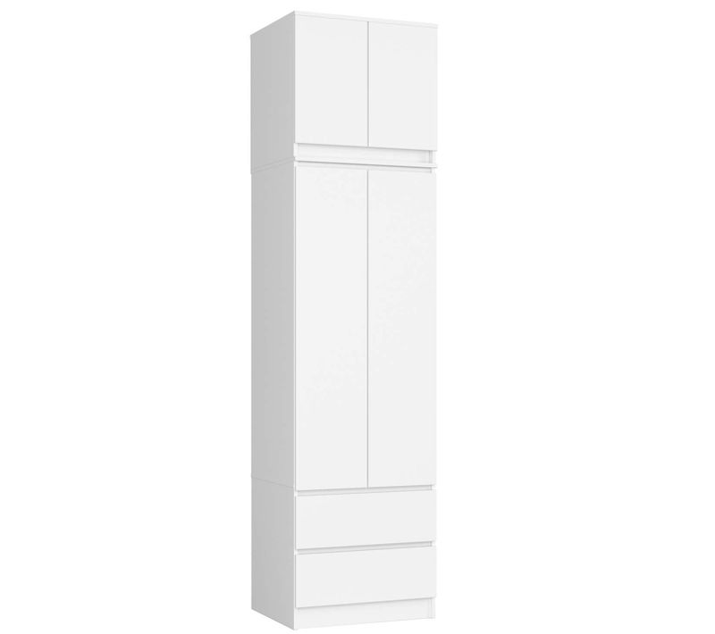 Akord Armoire Avec Surmeuble 2 Portes 2 Tiroirs Blanc 60x51x234