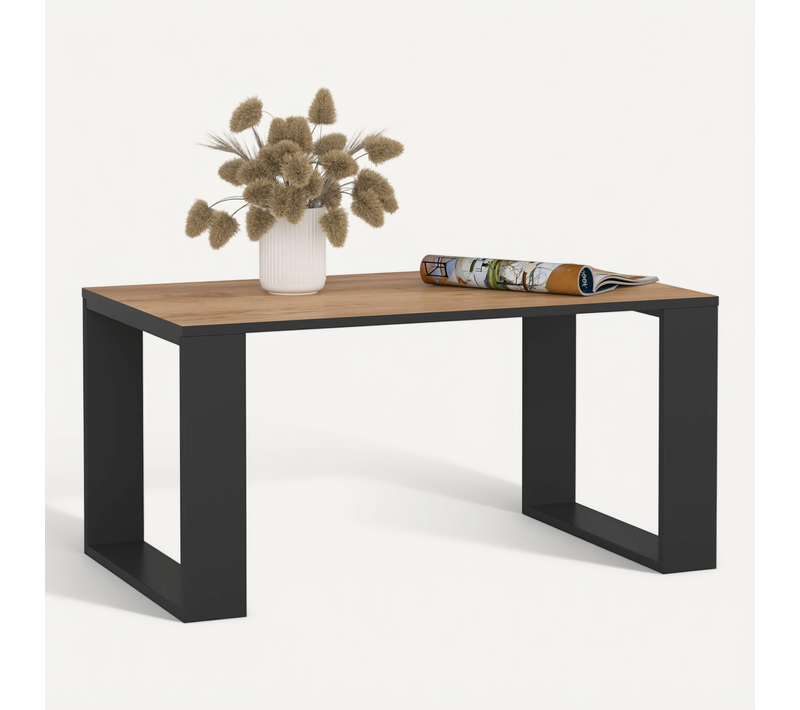 Table Basse Nox Chêne Craft 92 Cm Pieds Noirs 92x53x45 Cm