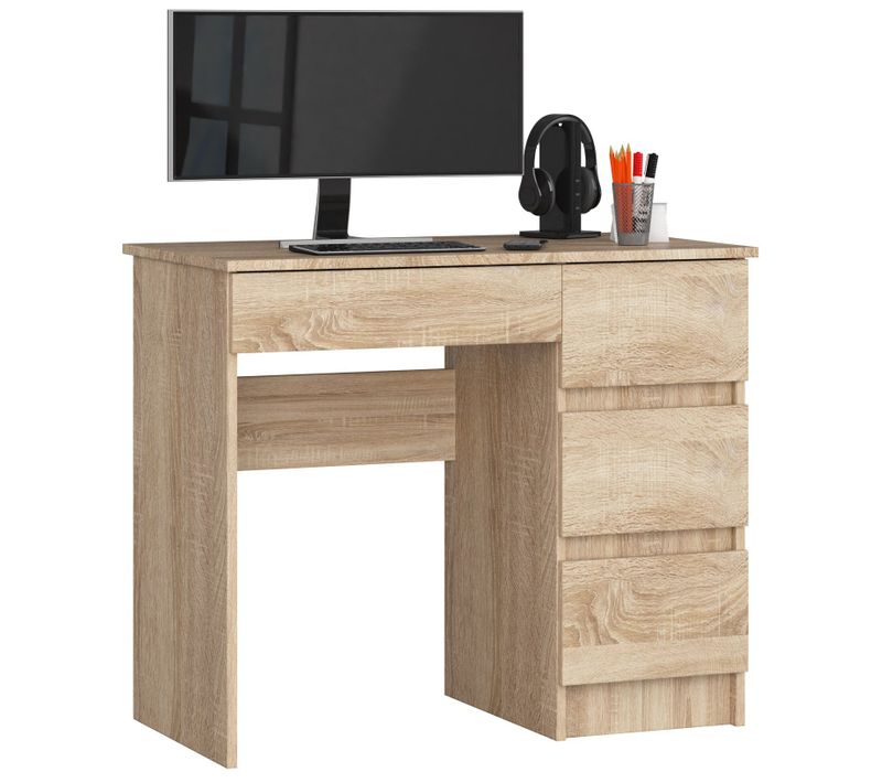 Akord Bureau 3 Tiroirs Droit Chêne Sonoma 90x50x77
