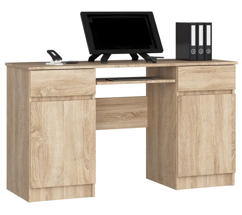 Akord Bureau 2 Portes 2 Tiroirs Chêne Sonoma 135x50x77