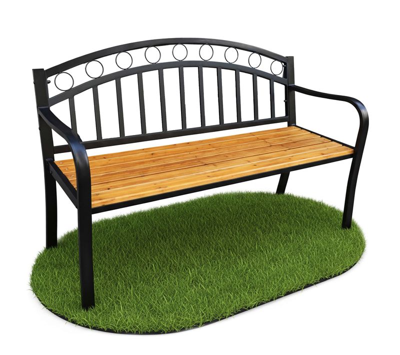 Banc De Jardin Arum En Bois Laqué, Pieds En Acier, 127x58x84 Cm
