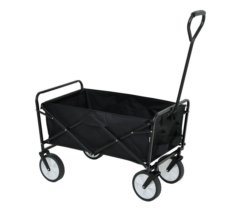 Chariot Pliable Pour Plage Avec Roues En Plastique Et Capacité De Charge Maximale De 120 Kg En Noir