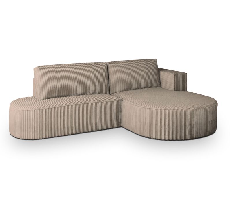 Canapé D'angle Cortio Beige En Velours Côtelé Avec Fonction De Couchage