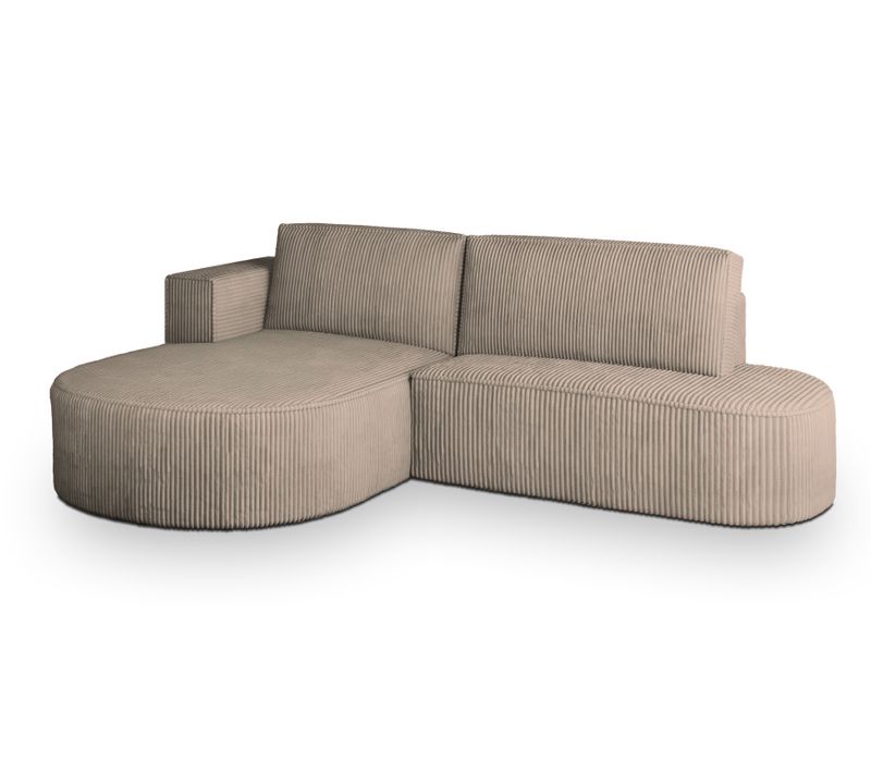 Canapé D'angle Cortio Beige En Velours Côtelé Avec Fonction De Couchage