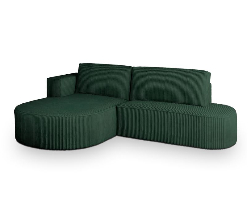 Canapé D'angle Cortio Vert En Velours Côtelé Avec Fonction De Couchage