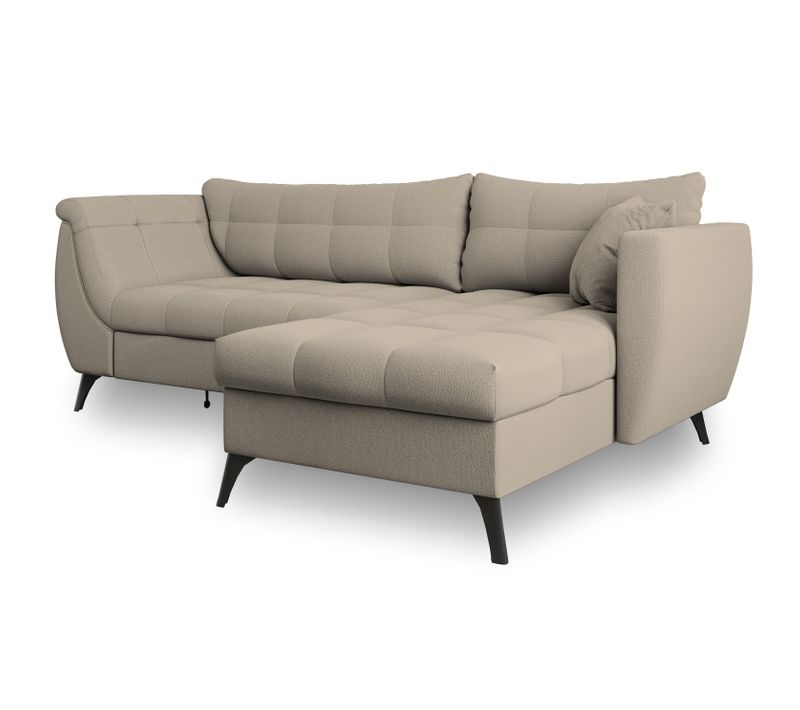 Canapé D'angle Mollis Beige En Tissu Texturé Avec Fonction De Couchage
