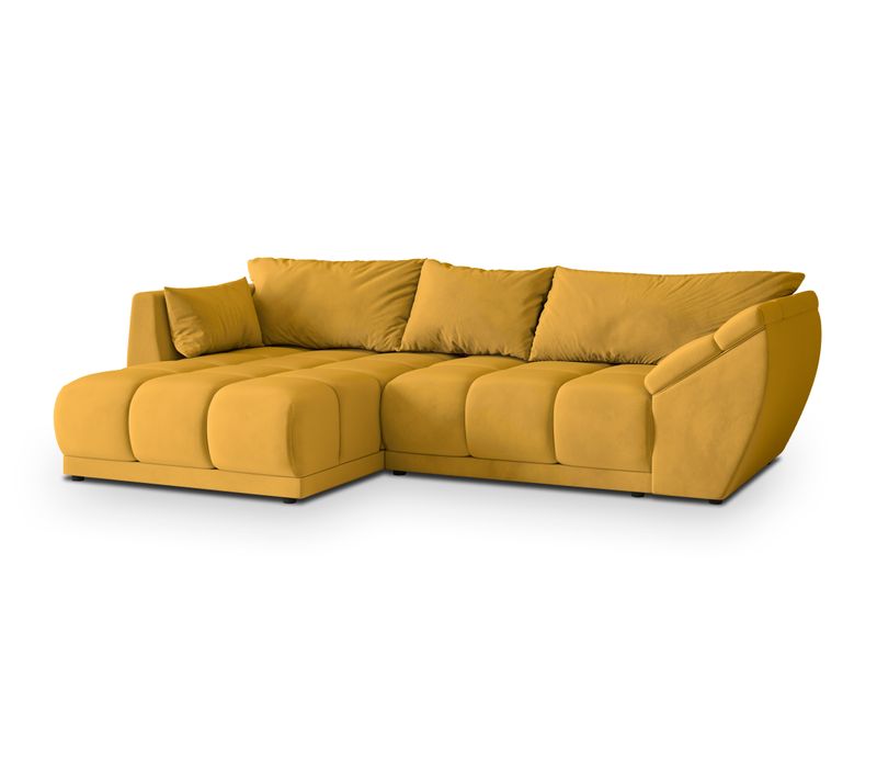 Canapé D'angle Orenti Jaune En Velours Avec Fonction De Couchage
