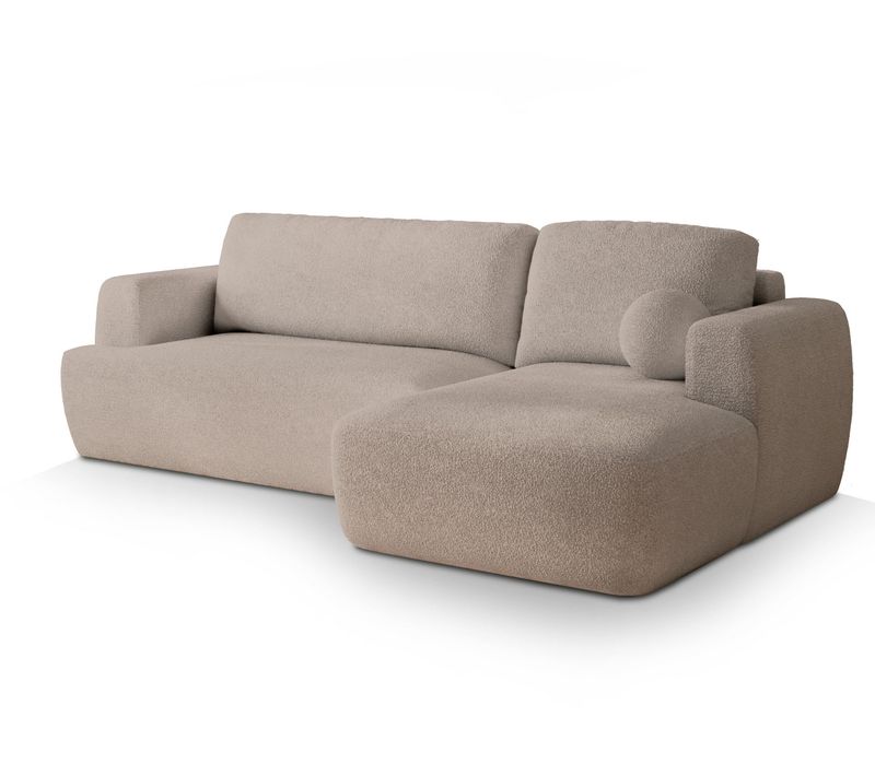 Canapé D'angle Senti Beige En Bouclé Avec Fonction De Couchage