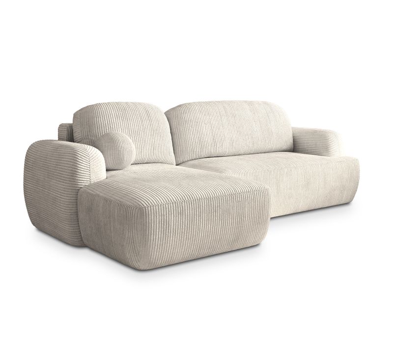 Canapé D'angle Modenza Crème En Velours Côtelé Avec Fonction De Couchage