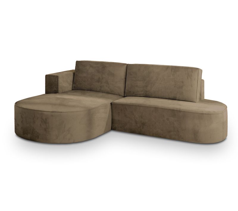 Canapé D'angle Cortio Beige En Velours Avec Fonction De Couchage