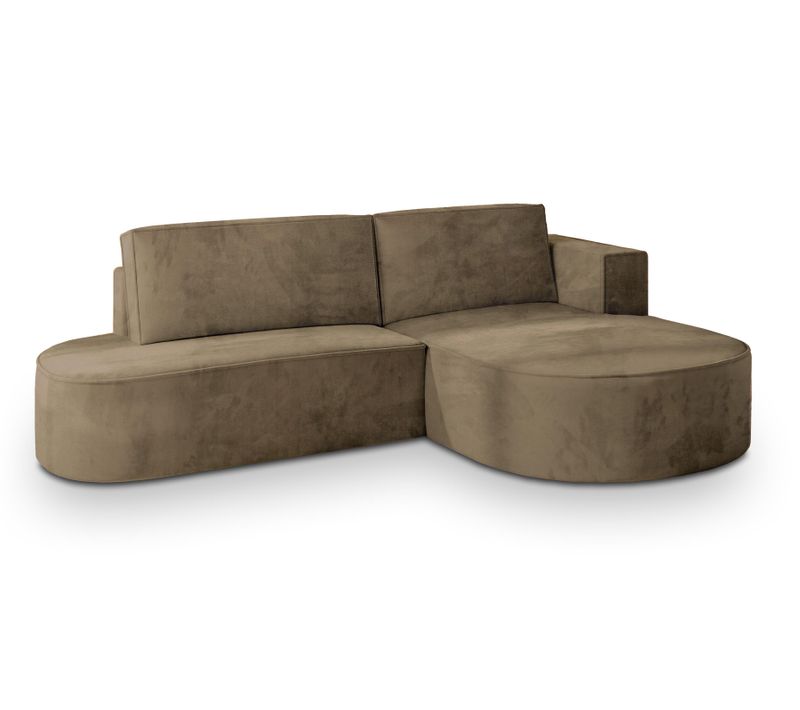 Canapé D'angle Cortio Beige En Velours Avec Fonction De Couchage