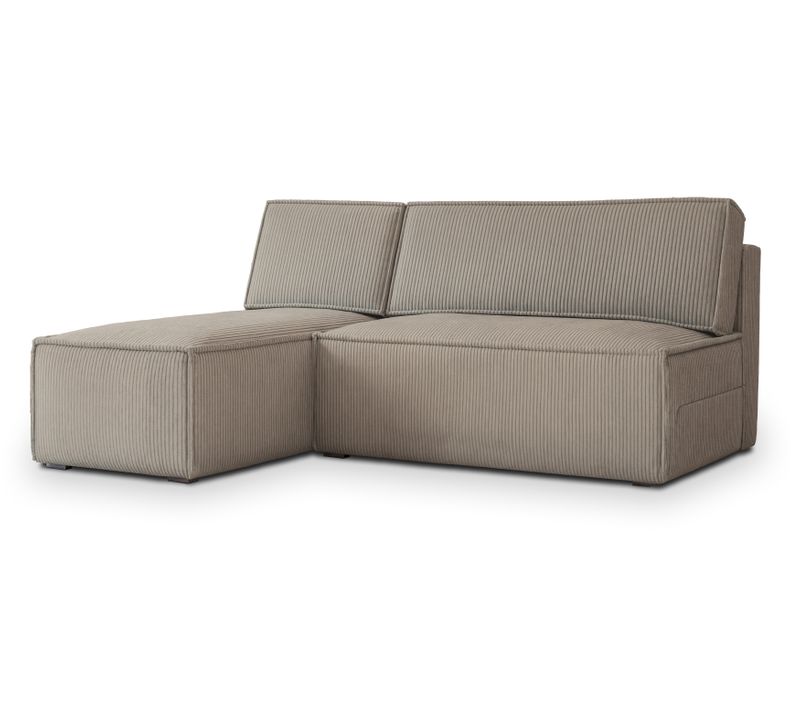 Canapé D'angle Briso Beige En Velours Côtelé Avec Fonction De Couchage