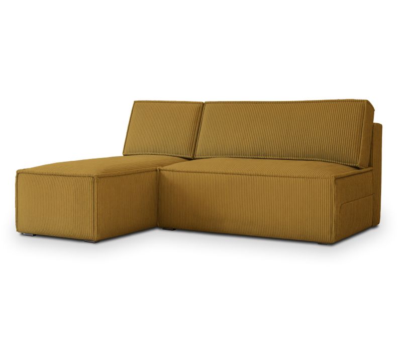 Canapé D'angle Briso Jaune En Velours Côtelé Avec Fonction De Couchage