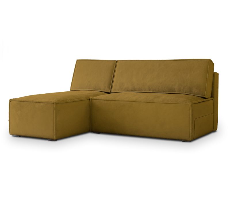 Canapé D'angle Briso Jaune En Velours Avec Fonction De Couchage