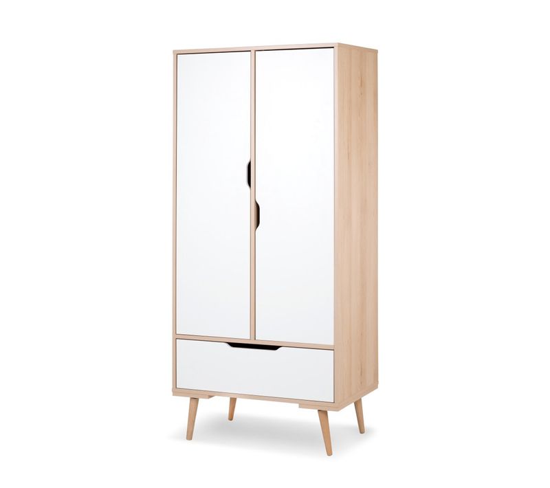 Armoire 2 Portes Sofie - Hêtre Et Blanc