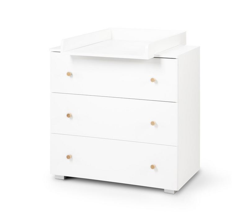 Karolina Commode Bébé Avec Plan à Langer Amovible Et 3 Tiroirs Blanc / Pin