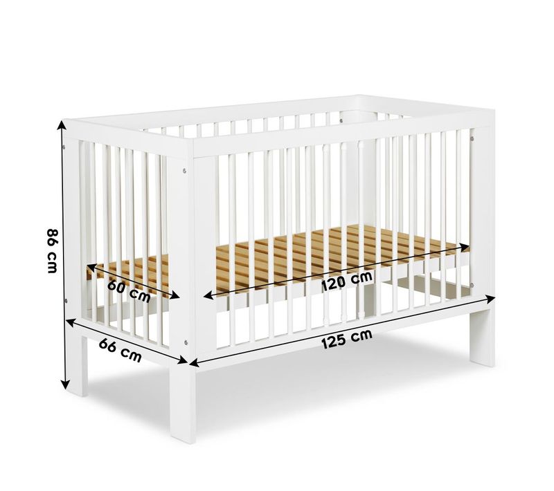 Olivia Lit Bébé à Barreaux 60x120 Blanc Sans Tiroir