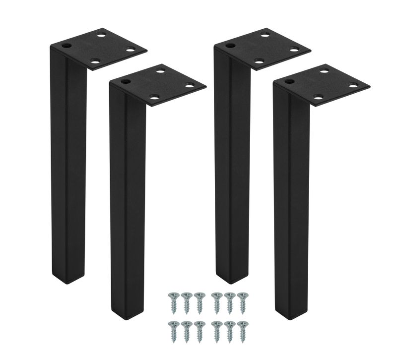 4 Un. Pied Carré Noir Pour Meuble De Salle De Bain Furnidea En Métal H: 20 Cm