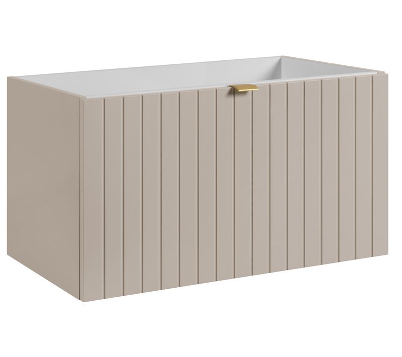 Meuble Sous-vasque Suspendu Harmo 80 Cm Façade Rainuré Cachemire Semi-mat