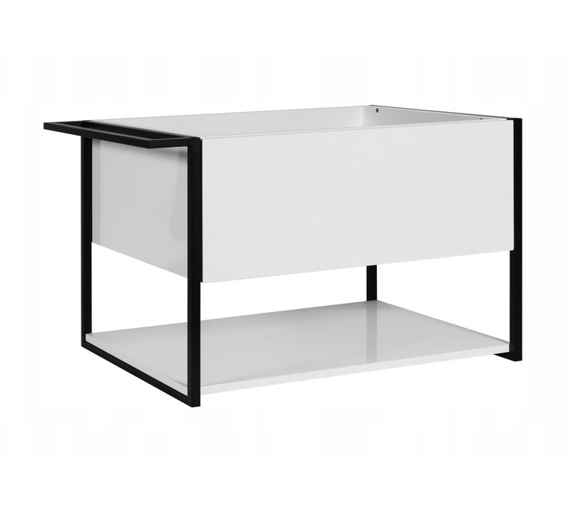 Meuble Sous Vasque Suspendu Lov Avec Porte-serviettes Blanc Brillant Et Noir 80 Cm