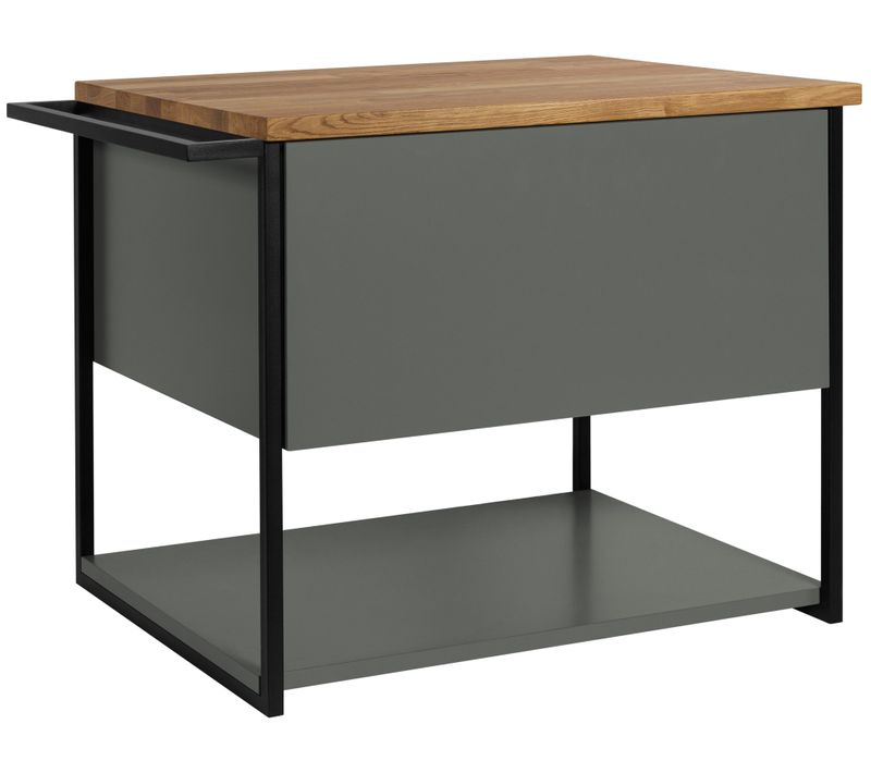 Meuble Sous Vasque Suspendu Lov Vert Avec Porte-serviettes Et Plan En Bois 60 Cm