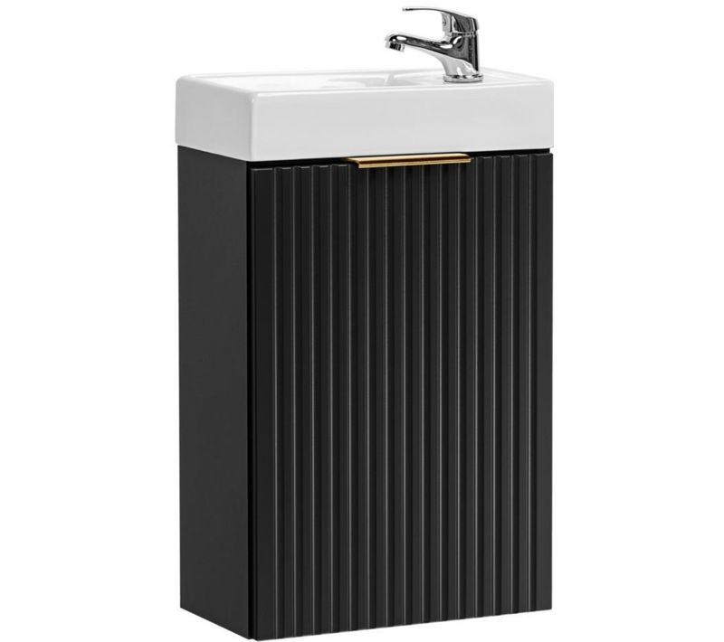 Ensemble Meuble Lave-mains Suspendu Adel Noir Avec Le Lavabo Fika 40 Cm