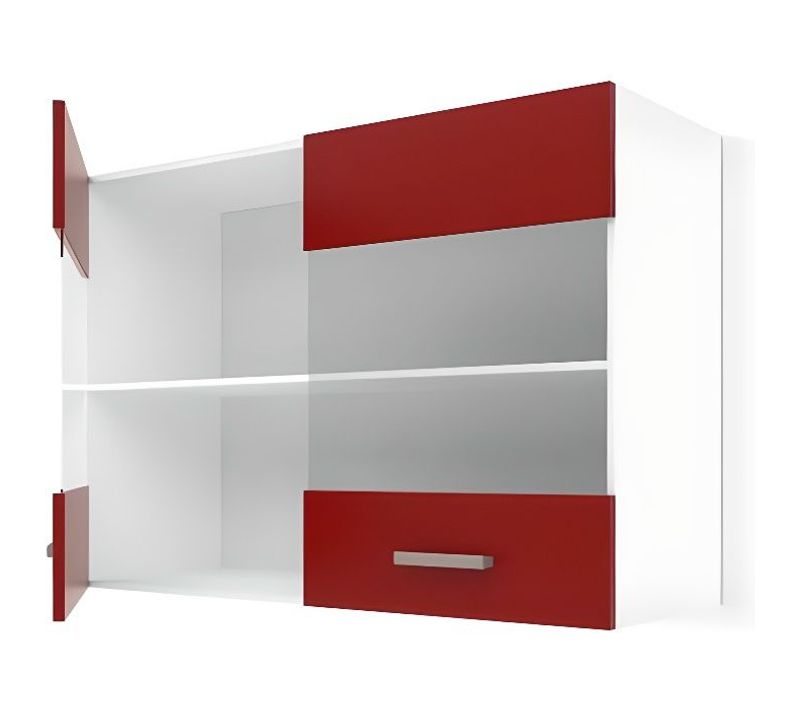 Ultra Meuble Haut Vitre De Cuisine L 80 Cm - Rouge Mat