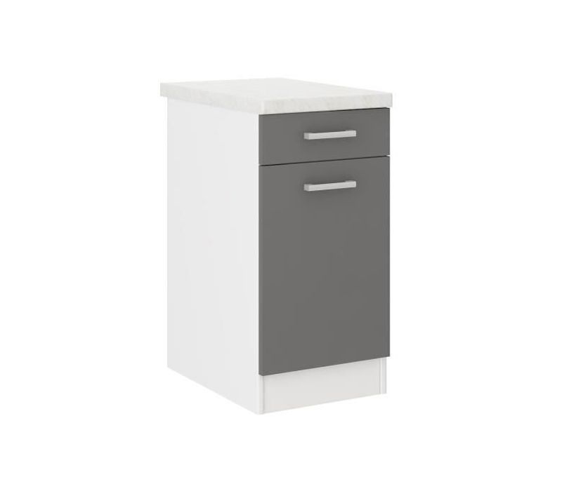 Meuble Bas De Cuisine L 40 Cm Avec Plan De Travail Inclus - Gris